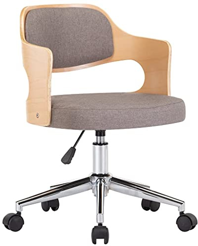 vidaXL Drehbarer Bürostuhl Taupe Bugholz und Stoff