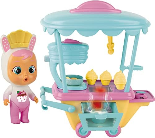 BEBÉS LLORONES LÁGRIMAS MÁGICAS Carrito de Coney | Mini bebé llorón exclusivo y su pastelería con Vapor y Luz - Juguete para niñas y niños +3 Años