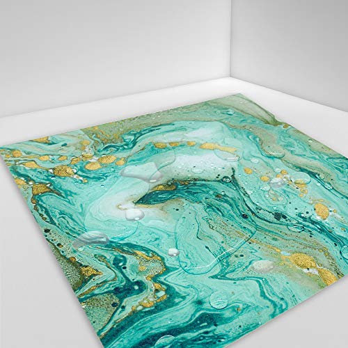 Hiser 10 Stück Küchenrückwand Fliesenaufkleber, Marmor Muster Wasserdicht Ölfest Stickerfliesen Deko Selbstklebende für Küche Badezimmer Wohnzimmer Dekoration (Türkis,20 x 20 cm)