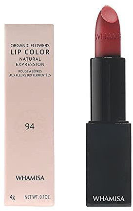 Whamisa Organic Flowers Lippenstift | Color 94 - Satter Rosenholzton | Halbmatter Finish | Aus organischen Blütenenzymen | Vegan Natürlich Glutenfrei | Fermentierte koreanische Naturkosmetik | 4 g