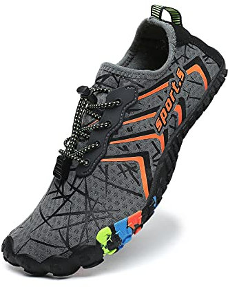 ziitop Badeschuhe Damen Herren Strandschuhe Schnell Trocknend Wasserschuhe Drainagelöcher Strand Schwimmschuhe Unisex Barfußschuhe für Kajakfahren Studio Traillauf Wandern(EU46 Grau)