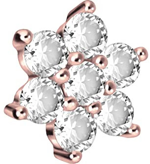 PIERCINGLINE Titan Schraubaufsatz mit Gewinde 0,9 mm KRISTALLBLUME Piercing Aufsatz Ersatz Roségoldfarben