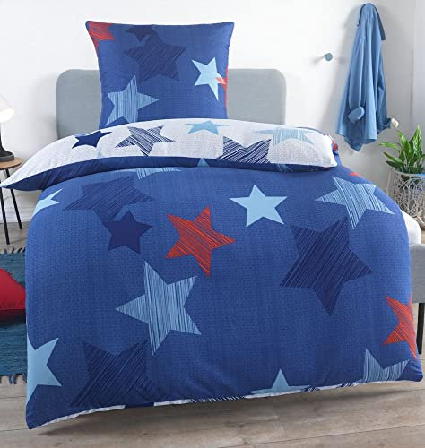 Kuscheli® Bettwäsche 135x200 2 teilig | ÖkoTex Zertifiziert & für Allergiker geeignet |Bettwäsche Set mit 1 Bettbezug 135 x 200 & Kissenbezug 80x80 | modern & hochwertig, Design - Motiv:Design 6
