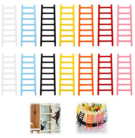 OHYER 14 Pièces Mini Fée Échelles de Jardin Fée Meubles Échelle Ornement Mini Ladder Step Échelle Décoration de Gâteau de Jardin Accessoires pour Maison de Poupée Micro Paysage Ornement Artisanat