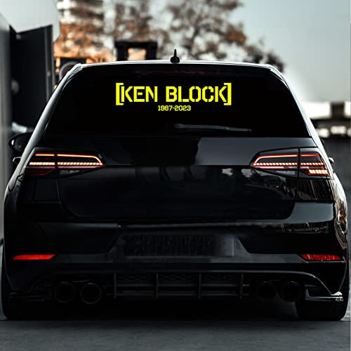 Ken Block Aufkleber Heckscheibenaufkleber KENBLOCK RIP (60cm x 15cm, Gelb)