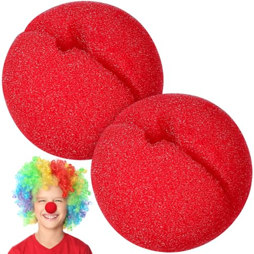 Amosfun Rote Clownnasen Aus Schaumstoff 2 StüCk EinheitsgrößE FüR Karneval Halloween KostüMpartys Und Cosplay Leicht Tragbar Mit Angenehmem TragegefüHl