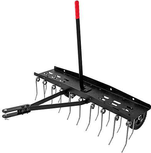 Suchtale 40inch Tow Behind Dethatcher with 20 Spring Steel Tines,Lawn Sweeper Garden Grass Tractor Rake Removes Thatch from Large Lawns, Riding Lawn Mower Attachments for Outdoor Yard Tools Lawn Care