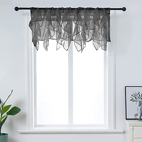 Daliena Scheibengardinen Voile Gardine Fenstergardine Kurzgardine Hochwertige Dekoration Französischen Stil Romantische Fenstergardine Eleganz Pracht schwarz BxH 127x40cm