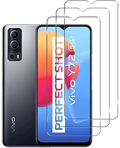 KELOLIN [3 pièces Verre Trempé Protection écran Pour Vivo Y72 5G 9H Dureté, Installation Simple,sans Bulles, Anti Rayures, HD Protection Ecran compatible avec Vivo Y72 5G