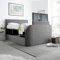 happybeds Ottoman TV Bed, Sherlock Light Grey Velvet Fabric Ottoman Storage TV Bed, Double, King, Super King Size (Double)