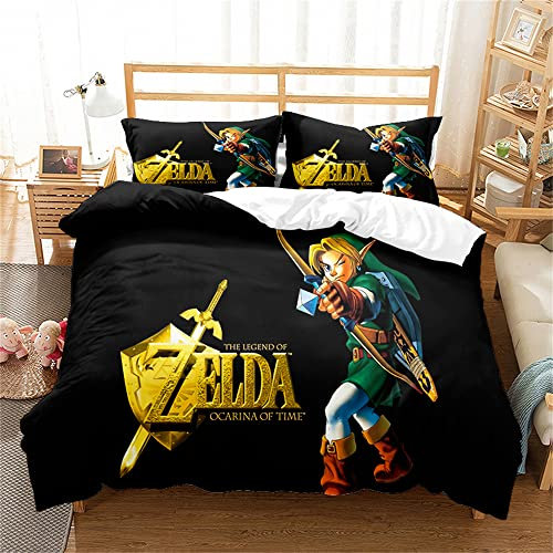 Ste-X Funda Nórdica 200x200 Juego De Cama Queen para 2 Personas con The Legend of Zelda - Microfibra con 2 Fundas De Almohada (150x200cm - Cama de 90, Zelda 02)
