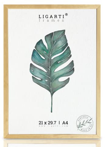 Ligarti® Bilderrahmen natur (Made in EU) I Rahmen aus Echtholz in 21x29,7 I Holzbilderrahmen, Holzrahmen I Picture Frame (A4, natur)