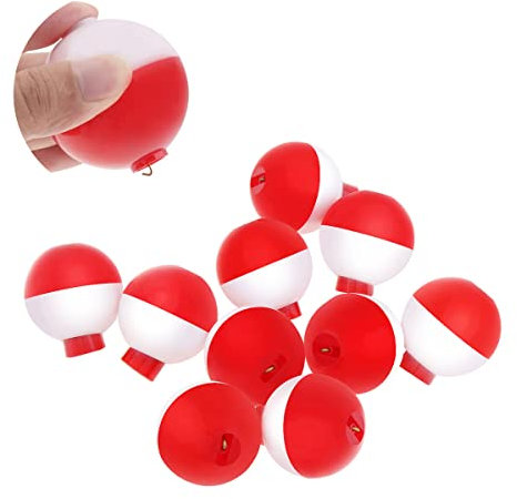 OriGlam 10 Stück 18 mm / 0,70 Zoll Angeln Snap-on Floats Bobbers Set, Druckknopf Seekarpfen, Druckknopf Angeln Runde Boje, Runde Float Hard ABS Rot & Weiß