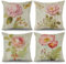 ASDCXZ Blume Kissenbezug 40x40 cm 4er Set, Retro Rose Blume Beige Sofa Kissen Dekokissen Kissenbezüge Kissenhülle Waschbar Polyester Flachs Textil Outdoor Polster Kopfkissenbezug Kissen Bezug