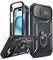 LeYi Coque pour iPhone 15 Antichoc avec Lentille Coulissante, Anneau Support, Protection de Caméra PC Dur Renforcée Armor Heavy Duty Militaire Bumper Housse Coque iPhone 15 -Noir