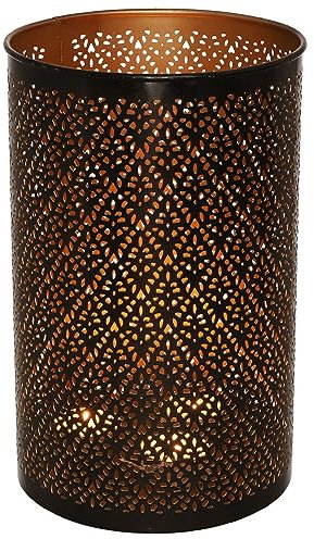 GURU SHOP Runde Metall Windlicht Leuchte, Passend Für Teelicht Kerzen Oder als Deckenlampe Verwendbar - Modell 7, Size:30 cm