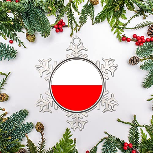 Christmas Ornament 2023 Poland Flag Snowflake Pendant for Christmas Tree Decorations Xmas Gift, 3 Inch