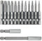 12 Pcs Torx Head Screwdriver Bit Set + 2 Sizes Magnetic Drill Bit Extension Holder, 1/4 Hex Shank S2 Security Tamper Proof Screw Driver Kit Tools, 6 Point Star Drill Bit T5-T40 2 Inch / 50mm Length