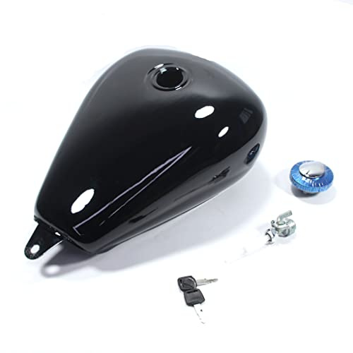9L 2.4 Gallon Cafe Racer Chopper Tank Motorcycle Vintage Customs Bike Fuel tanks Gas Can Retro Petrol (Color : Nero)