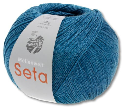 Frida's Wollhaus Lana Grossa 100 g Meilenweit 100 Seta Sockenwolle Merino Seide Garn 31 Farben (08 | Petrolblau)