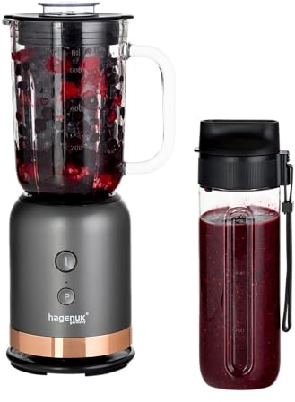 HAGENUK 2in1 Glasmixer To Go | 350 Watt | Glasmixbehälter | To Go Becher aus Tritan Kunststoff | BPA Frei