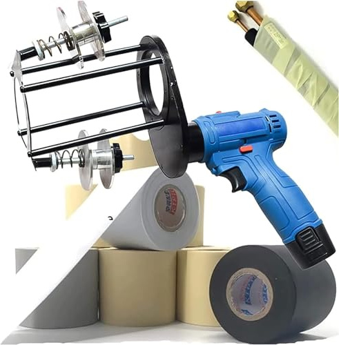 Nastratrice Per Fascette Per Cavi Elettrica Portatile Per Condizionatore D'aria, Nastratrice Per Tubi In Rame Da 5-10 Cm, Macchina Per Legare Automatica, Utensili Manuali Per Tubi Con 2 Batterie