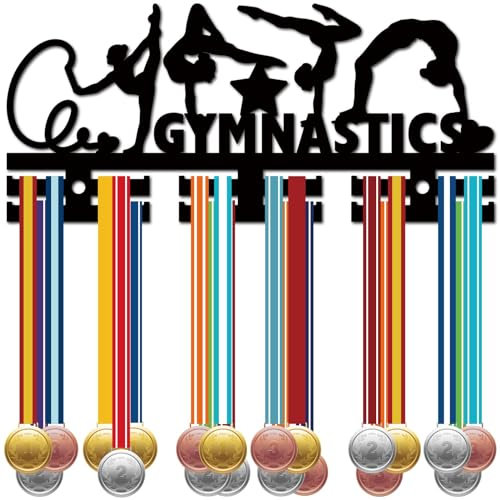 CREATCABIN Porta Medaglie da Ginnastica Appendini per Medaglie Espositore Porta Medaglie in Acrilico Cornice per Medaglie Sportive Medaglie Appese A Parete Appendiabiti Montato A Parete Nero 29x13cm