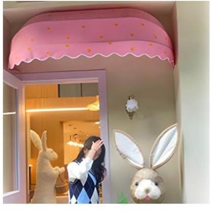 Französische Einziehbare Markise, Zusammenklappbares Terrassen-Markisendach, Fenster-/Türvordach für Zuhause, UV-Regen-Schnee-Schutz, Anpassbar (Farbe : Rosa, Größe : 60X60X60CM)