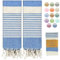 MOMOMUS Pack von 2 Fouta XL oder Strandhandtuch Baumwolle 100% - Saugfähig, Ultraweich, Kompakt - Ideal als Strandtuch, Hamamtuch und Saunahandtuch - Blau, 90x180cm