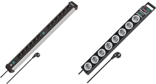 Brennenstuhl Premium-Alu-Line Steckdosenleiste 12-Fach/Steckerleiste & Super-Solid, Steckdosenleiste 8-Fach mit Überspannungsschutz