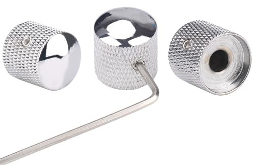 3Pcs Metal Chrome Guitar Volume Tone Knobs Silver Dome Speed Control Guitar Knob for Fender Strat Telecaster Gibson Les Paul Guitar Bass Accessories (Chrome)