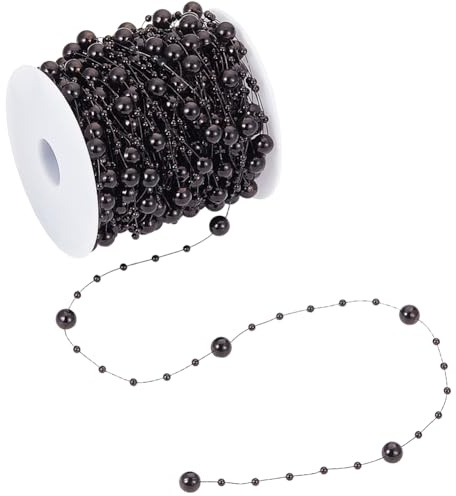 SUNNYCLUE 30 m Halloween Perlengirlande Party Kunststoffgirlande Perlendekor Künstliche Schwarze Perlenstränge Kette Tafelaufsätze Baumschmuck Perlenkette Zur Schmuckherstellung Heim Und Outdoor Part