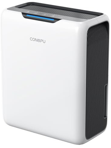 CONOPU Dehumidifier 3000ML, Dehumidifiers for Home 30 m², Dual Semiconductor, 30dB Sleep Mode, Auto Defrost, 1.3 kWh/day, 24h Timer, Auto Off