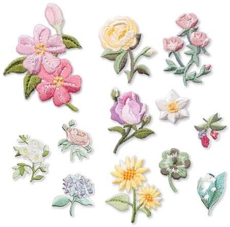 14 Stück Aufbügeln Blumen Bestickte Aufnäher, Hochwertige Bügel-Patches, Vielfältige Designs für Jeans, Hemden & Jacken, Einfache Anwendung