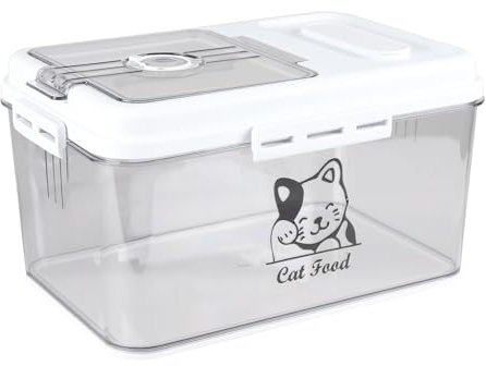 Ctomche Pet Food Storage Container,Airtight Cat Food Storage Containers with Measuring Cup Flip Top Cat Biscuit Treat Contaier Bucket Pet Food Dispenser for Dry Cat food, Kibble-BPA Free Plastic,5kg