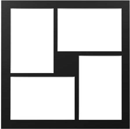 walther design Passepartout für Bilderrahmen 30x30 cm, schwarz, 4 Ausschnitte 10x15 cm, PA433B