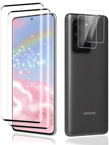 Carantee Schutzfolie für Panzerglas für Samsung Galaxy S20 Ultra Schutzglas, 9H Härte 2+2 Stück Kamera Displayschutz für Samsung S20 Ultra Folie, Kratzfest Kameraschutz Ultradünn Displayschutzfolie