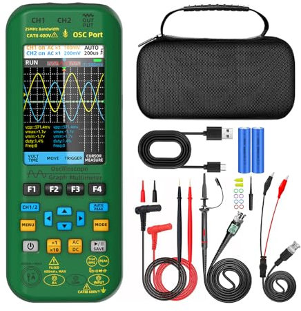 3-in-1 Handheld-Graph-Multimeter Oszilloskop Signalquelle 3,98-Zoll-TFT-IPS-Display Spannung Strom Kapazität Frequenz Widerstand Durchgang Diodentester 25 MHz Bandbreite 250 MSa/s Abtastrate