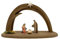 Akantus Krippe aus Holz: HL. Familie (bemalt/Natur) mit Krippenbogen (Natur, 8,5 cm)