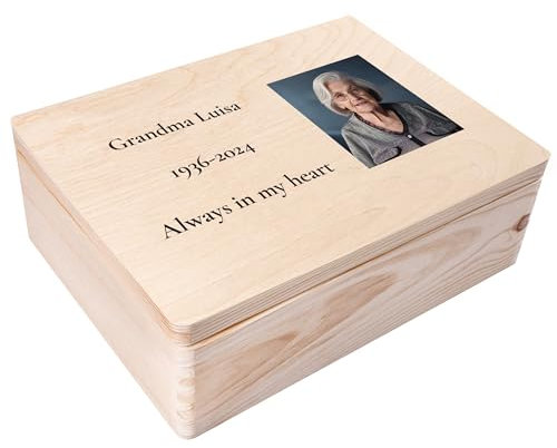Creative Deco Trauerkiste Erinnerungen Holz | Trauer Personalisiert mit Namen, Wunschtext, Foto | für/wie Trauerkarte Besonders, Kondolenzkarte, Beileidskarte | In Gedenk, Andenken an Verstorbene