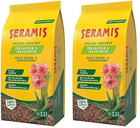 Seramis sustrato Especial para Cactus y suculentas, 2,5 l – Arcilla expandida, sustituto para Tierra de Cactus para el Almacenamiento de nutrientes (Paquete de 2)