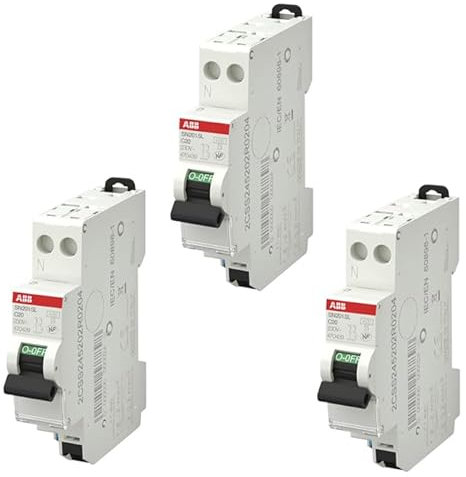 ABB Lot de 3 disjoncteurs automatiques Ph+N raccordement Rapide 20A-4,5Ka
