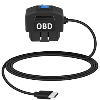 YANBORONSN Automotive OBD Power Cable, USB C to OBD-II Hardwire Cable Adapter with Switch Button for Dash Camera 24 Hours Surveillance/Acc Mode,(3.5M/11.5Ft)