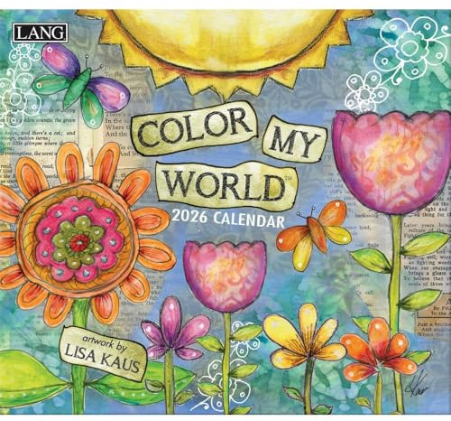 Lang, Color My World Wandkalender 2026 von Lisa Kaus, 34 x 30 cm, 12-Monatskalender mit gehefteter Bindung