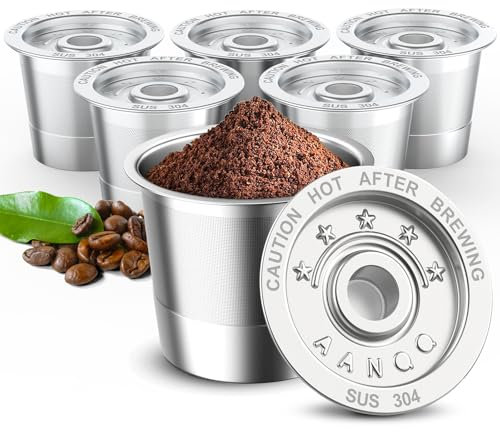 6 Pack K Cup Reusable Coffee Pods for Keurg: Stainless Steel Refillable K Cup - Reusable Coffee Filter for Keurg 1.0 Coffee Maker, Permanent, Eco-Friendly, BPA-Free