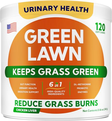 GOODGROWLIES Green Grass Dog Chews - Pee Lawn Spot Saver - Grass Restore Treats - Dog Urine Neutralizer Solution for Grass Burn Spots - Made in USA - 120 Chews