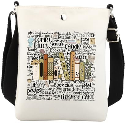 Bookworm Crossbody Bag Bookworm Gifts for Books Lovers Book Nerd Gifts for Book Reader Bookish Merchandise Bookworm Sling Bag, weiß, 8.26*5.9 inches