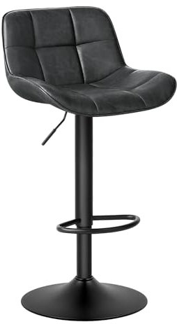 EUGAD Barhocker höhenverstellbar 360° drehbar, Barstuhl mit Rückenlehne Fußstütze, Polsterhocker mit Kunstleder, ergonomischer Hocker im Bar, Sitz 49x36 cm, aus Metall, Anthrazit