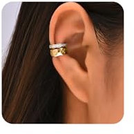LAURITAMI Ear Cuff pour Femme,Faux Piercing Oreille Acier Inoxydable Manchette d'Oreille Non Piercings Helix Cartilage Boucles d'oreilles à clip Or/Argent