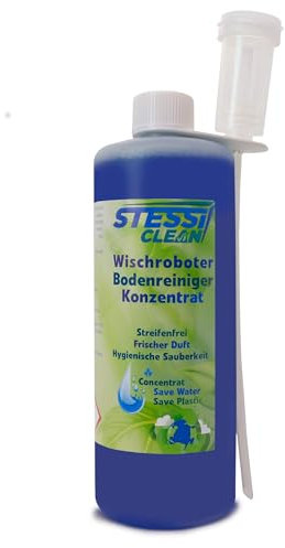 StessiClean Bodenreiniger | 0,5 Liter | für alle Wischroboter | Saugwischer | Reinigungsmittel & Streifenfrei | Reinigungsmittel Konzentrat für alle Böden | mit Dosierhilfe